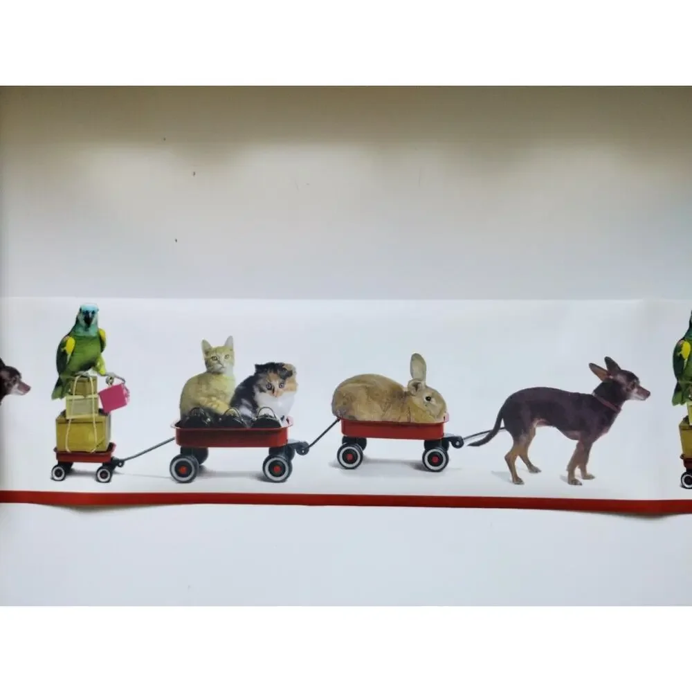 Taylor Wallcovering Pre-pasted Decorative Wall Border - Animal Train - 5 yds